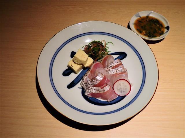 真鯛の松皮造り 木の芽と田舎味噌だれ