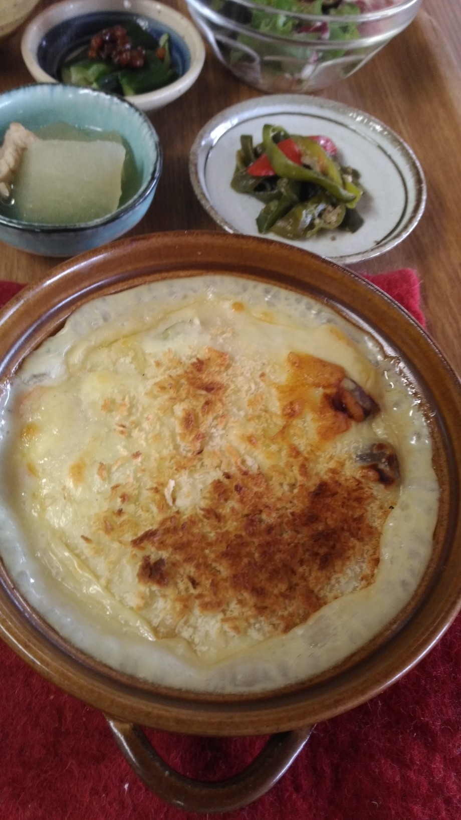 秋鮭と旬野菜の和風豆乳グラタン