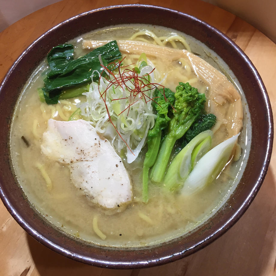 春季限定 菜の花白味噌らーめん 麺soul Cafe めんそうるかふぇ の写真 ラーメン