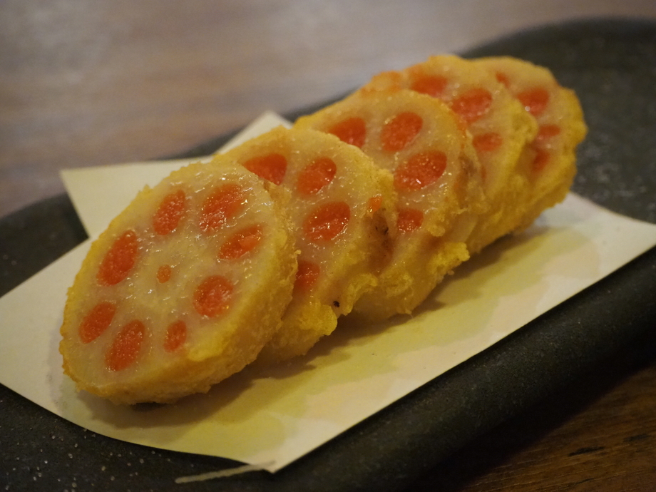 日替わり天ぷら レンコン明太揚げ 居酒屋まるひで いざかやまるひで の写真 居酒屋