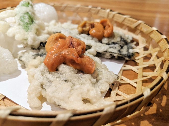ウニ 生ウニ 柏駅 うに屋 うにの磯辺揚げ