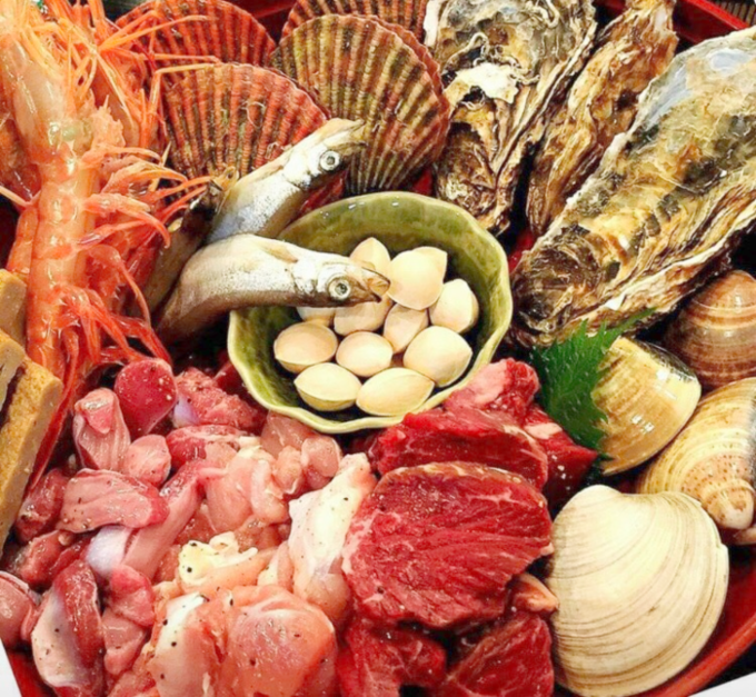 『漁火』の「七輪焼き盛合せ」