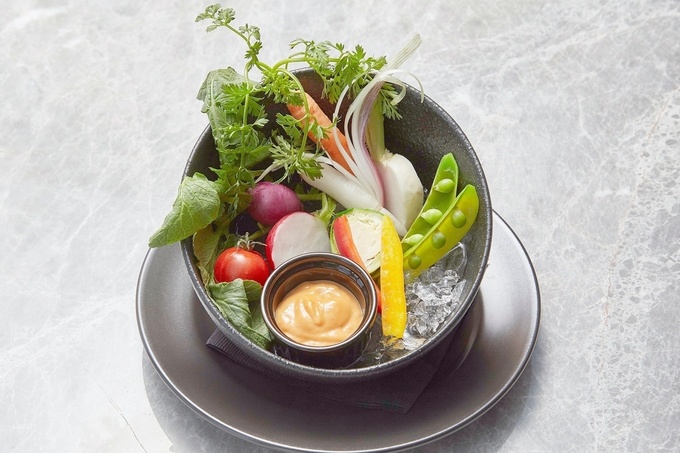 ウニマヨネーズで食べる採れたて野菜スティック