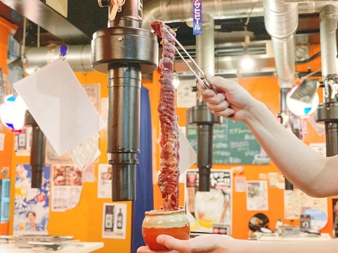 房総ホルモン2号店 渋谷道玄坂秘密基地、壺漬け一本牛ハラミ