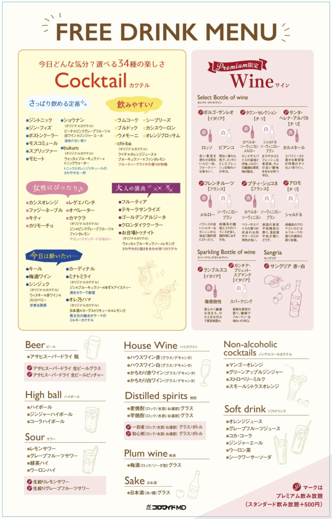 一瑳飲み放題メニュー