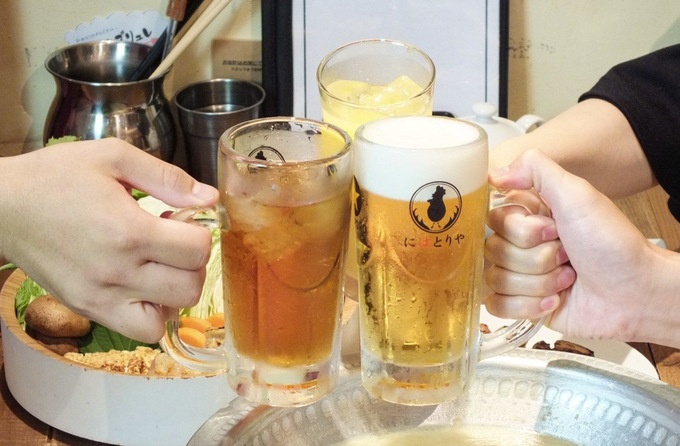 にはとりや六甲道店、飲み放題、ドリンク