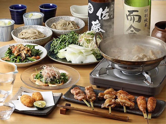 『蕎麦と鶏 はんさむ』甲州極み鶏鍋コース
