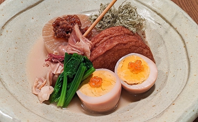 梅田の居酒屋『梅田酒場角打ち』のおでん五種盛り
