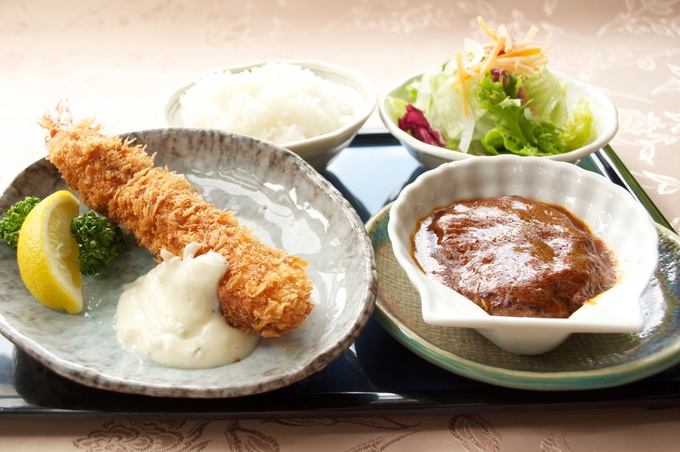 千葉県・山武市の洋食レストラン『ふらんす屋』の「海老ハンセット」