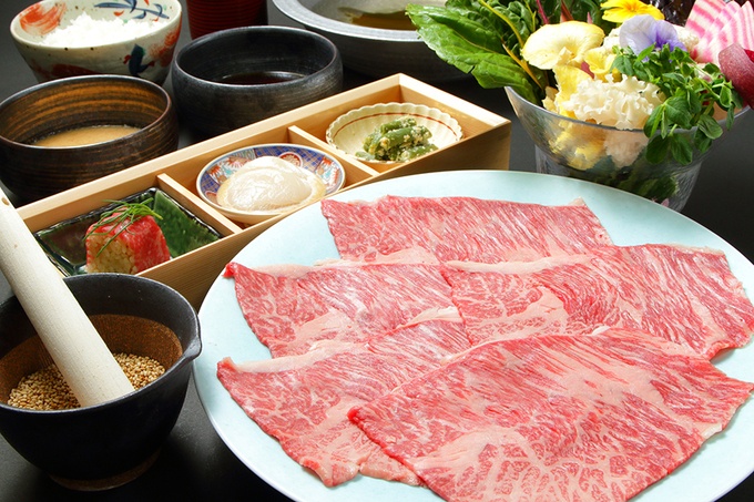 池袋のしゃぶしゃぶ専門店『しゃぶしゃぶ将泰庵 西武池袋本店』の「厳選松阪牛のしゃぶしゃぶ御膳(160g)」の画像